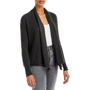 AQUA 100% Cashmere Drapey Cardigan Gray Size M Asymmetrical Bloomingdale's Cozy